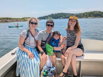 My family on a boat in Maine